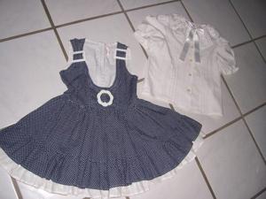 Kleid & Bluse Blau/Weiß Trägerkleid Gr.110/116 TOP Zustand! Bild 3