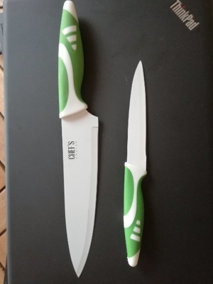 2 tlg. Messer Set, weiß - grün Bild 2