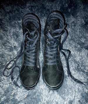 NEU! Div. Damen Marken Schuhe Gr. 39 : Sneaker hoch Schnürschuhe schwarz m. Snakeprint Muster u.v.a. Bild 6