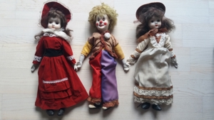 3 Puppen Clown Konvolut alt antik Bild 1
