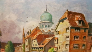 Ölgemälde alte Synagoge Nürnberg Jude Judentum Altstadt 1874 Hans Sachs Platz Bild 3