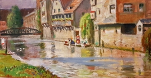 Ölgemälde alte Synagoge Nürnberg Jude Judentum Altstadt 1874 Hans Sachs Platz Bild 4