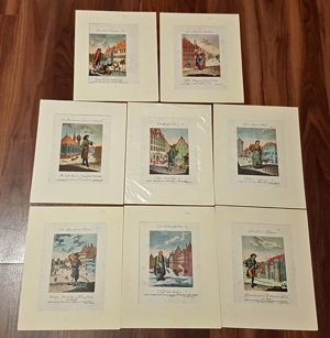 8 Kupferstiche koloriert historische Berufe Kostüm Nürnberg Trachten Tracht Kleid