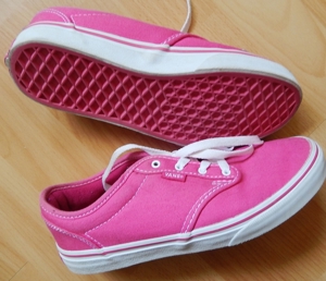 Textil / Sportschuh Gr. 36 pink mit weißer Sohle, weiße Senkel Bild 2