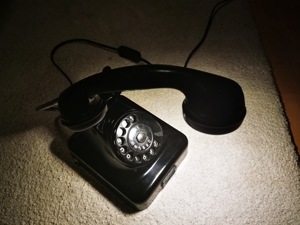 50er Jahre Altes Bakelit Telefone schwarzes als Lampe Bild 5