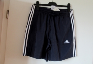 NEUE blaue Adidas Hose Kurz Shorts Größe M / L mit Streifen