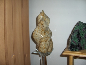 Coquina (Schillkalk), Flammenform, geschliffen und poliert, Mineralien, Fossil, Freiform Bild 6