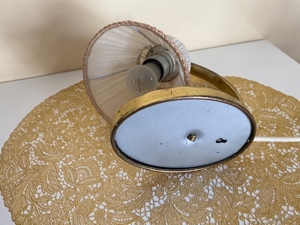 Vintage Messing Tischlampe mit plissiertem Schirm Bild 6