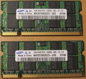 Notebookspeicher 2 GB DDR2 SO-DIMM (2x 1 GB) für aktuelle Betriebsysteme !!