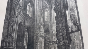 Antik 19. Jh. Ritter Radierung Lorenzkirche Nürnberg Grafik Kupferstich Sakramentshäuschen Bild 7