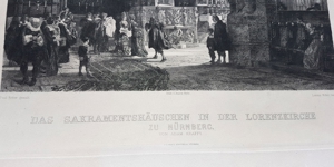 Antik 19. Jh. Ritter Radierung Lorenzkirche Nürnberg Grafik Kupferstich Sakramentshäuschen Bild 2