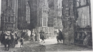 Antik 19. Jh. Ritter Radierung Lorenzkirche Nürnberg Grafik Kupferstich Sakramentshäuschen Bild 8