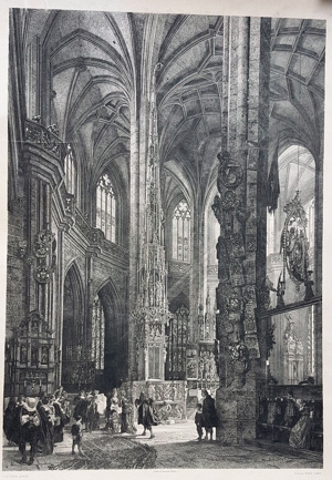 Antik 19. Jh. Ritter Radierung Lorenzkirche Nürnberg Grafik Kupferstich Sakramentshäuschen Bild 6