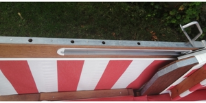 Original Sylt Strandkorb, Einsitzer in rot weiß Bild 6