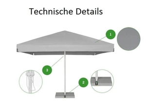 Profi 5x5m Sonnenschirm 5m Gastroschirm Marktschirm von Lukip inkl. Ständer und Platten Beige Bild 6