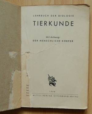 Lehrbuch der Biologie TIERKUNDE mit Anhang "Der menschliche Körper" 1948 Bild 4