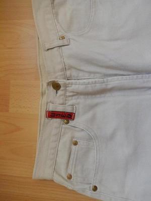 Damen-Jeans Gr. 38 beige - mit Stickerei "USED" auf Gesäßtasche Bild 2