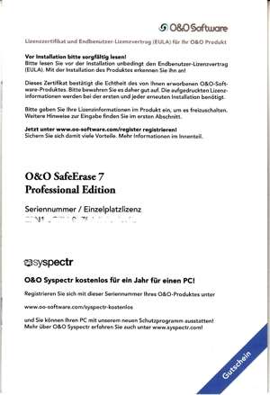 O&O Safe Erase 7 Vollversion Einzelplatzlizenz Daten Löschen Bild 4