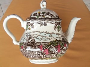 schöne Keramik Teekanne + Schale Bild 4