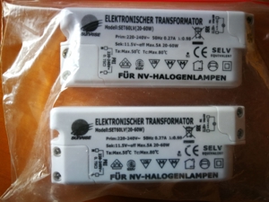 Elektronischer Transformator SELV für NV -Halogenlampen 20-60 Watt (2 Stück)