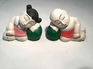 2er-Set, chinesische schlafende Kinder , Opiumruhekissen