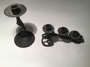2 x dekorative Kerzenleuchter aus Schmiedeeisen, antik Bild 3