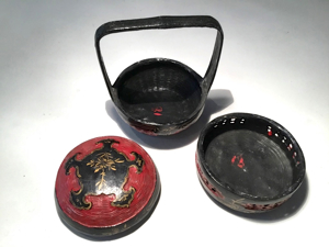 Hübsches Chinesisches Schmuckkoerbchen, geflochten, Holz,lackiert Bild 2