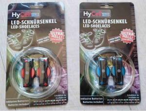 LED Schnürsenkel leuchtend blau und rot