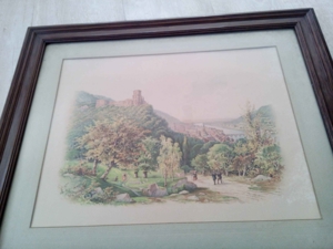 Sehr seltene Lithographie, Heidelberg zur Zeit der Romantik, um 1880 Bild 1