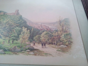 Sehr seltene Lithographie, Heidelberg zur Zeit der Romantik, um 1880 Bild 7