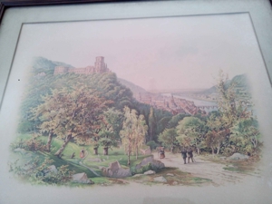 Sehr seltene Lithographie, Heidelberg zur Zeit der Romantik, um 1880 Bild 3