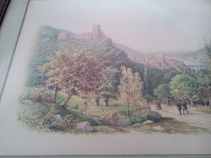 Sehr seltene Lithographie, Heidelberg zur Zeit der Romantik, um 1880 Bild 4