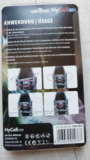 2 Paar LED Schnürsenkel leuchtend blau und rot Bild 2