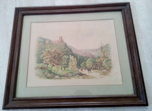 Sehr seltene Lithographie, Heidelberg zur Zeit der Romantik, um 1880 Bild 2
