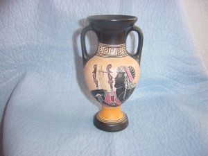 Handgefertigte griechische Amphore-Vase Frau mit Harfe Hand Made Bild 2