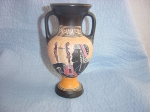 Handgefertigte griechische Amphore-Vase Frau mit Harfe Hand Made Bild 3