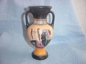 Handgefertigte griechische Amphore-Vase Frau mit Harfe Hand Made Bild 4