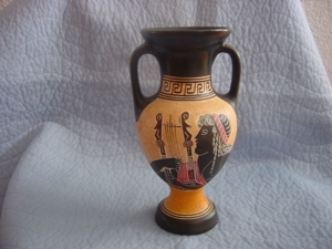 Handgefertigte griechische Amphore-Vase Frau mit Harfe Hand Made Bild 8