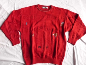 Leichter Herren-Strick-Pullover, rot, wie neu, Gr. 54   XL Bild 2