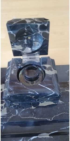 Alte Schreibtischgarnitur aus schwarzem Marmor - neu Bild 8