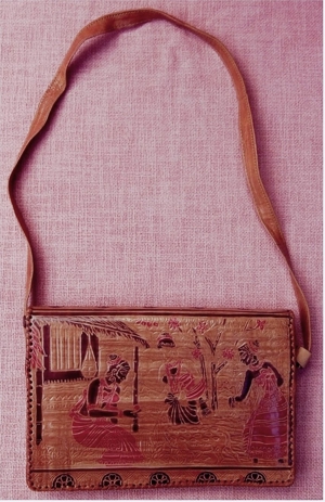 Handtasche für Damen - Komplett-Leder - Aus Afrika - Mit Afrika-Motiv Bild 2