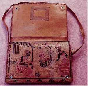 Handtasche für Damen - Komplett-Leder - Aus Afrika - Mit Afrika-Motiv Bild 5
