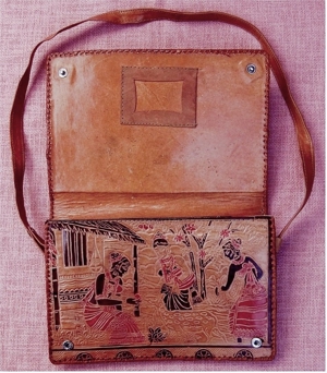 Handtasche für Damen - Komplett-Leder - Aus Afrika - Mit Afrika-Motiv Bild 4