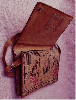 Handtasche für Damen - Komplett-Leder - Aus Afrika - Mit Afrika-Motiv Bild 3