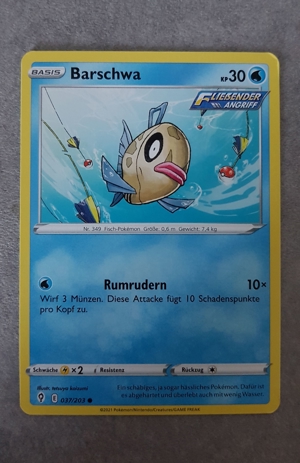 # Pokemon Karte Barschwa ©2021 Nintendo 037/203 Basis Card Deutsch Bild 3
