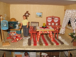 Puppenhaus-Puppenstube eingerichtet, zum Spielen bereit Bild 9