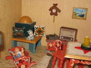 Puppenhaus-Puppenstube eingerichtet, zum Spielen bereit Bild 18