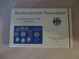 Bundesrepublik Deutschland Kursmünzensatz, Umlaufmünzenserie 1998, OVP Bild 3