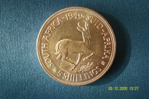 5 Shilling Silbermünze Südafrika 1949 Bild 2