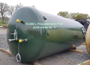 P147 gebrauchter 15.000 L Polyestertank GFK-Tank Wassertank Molketank Flüssigfutter Regenauffangtank Bild 4